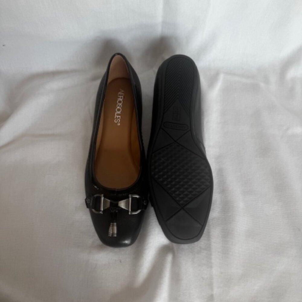 Aerosole Mint Julip black leather flats